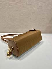 Prada Re-Nylon And Leather Medium Top Handle Bag With Padlock Brown - 29x12.5x10cm - 3