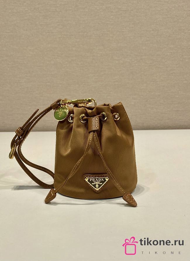 Prada Mini Icon Re Nylon Bag Charm Brown - 10.5x8.5cm - 1