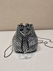 Prada Embellished Satin Mini Pouch Crystal Silver - 9.5x9x6cm - 1