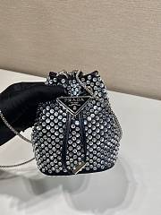 Prada Embellished Satin Mini Pouch Crystal Silver - 9.5x9x6cm - 4