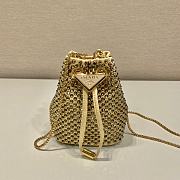 Prada Embellished Satin Mini Pouch Crystal Gold - 9.5x9x6cm - 1