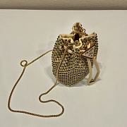 Prada Embellished Satin Mini Pouch Crystal Gold - 9.5x9x6cm - 6