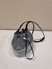 Prada Satin Mini Bag With Crystals Silver - 21x16x10cm - 2