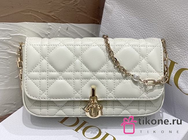 My Dior Talk Phone Pouch White Cannage Lambskin - 18.5x10x4cm - 1