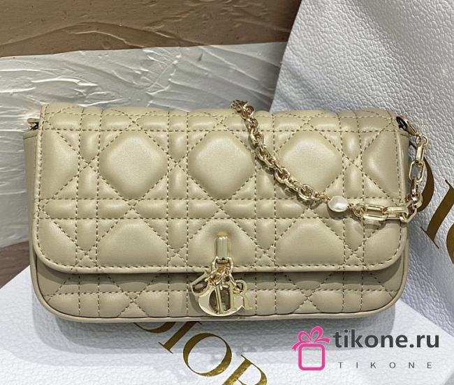 My Dior Talk Phone Pouch Beige Cannage Lambskin - 18.5x10x4cm - 1