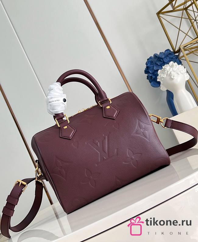 LV Speedy Bandouliere 25 Monogram Empreinte Burgundy - 25x19x15cm - 1