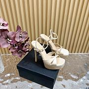 YSL Debbie Platform Sandals In Satin Crepe Light Nude 13.5cm - 1