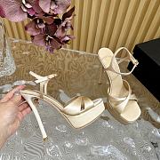 YSL Debbie Platform Sandals In Satin Crepe Light Nude 13.5cm - 6