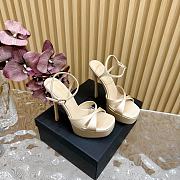 YSL Debbie Platform Sandals In Satin Crepe Light Nude 13.5cm - 5