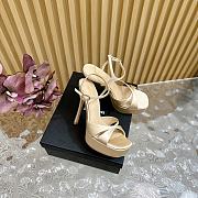 YSL Debbie Platform Sandals In Satin Crepe Light Nude 13.5cm - 3