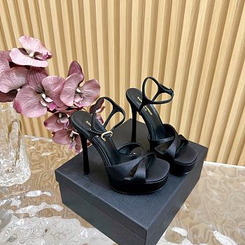 YSL Debbie Platform Sandals In Satin Crepe Black 13.5cm