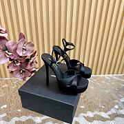 YSL Debbie Platform Sandals In Satin Crepe Black 13.5cm - 5