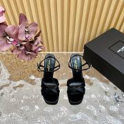 YSL Debbie Platform Sandals In Satin Crepe Black 13.5cm - 2