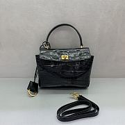 Balenciaga Rodeo Mini Handbag in Crocodile Embossed Black Gold Hardware - 23x10x18cm - 1