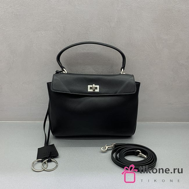 Balenciaga Rodeo Mini Handbag in Smooth Calfskin Black Silver Hardware - 23x10x18cm - 1