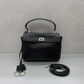 Balenciaga Rodeo Mini Handbag in Smooth Calfskin Black Silver Hardware - 23x10x18cm