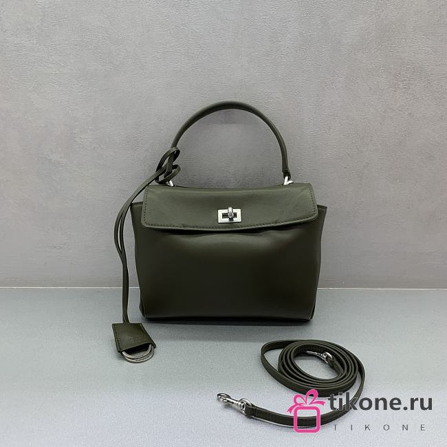 Balenciaga Rodeo Mini Handbag in Smooth Calfskin Khaki Silver Hardware - 23x10x18cm - 1