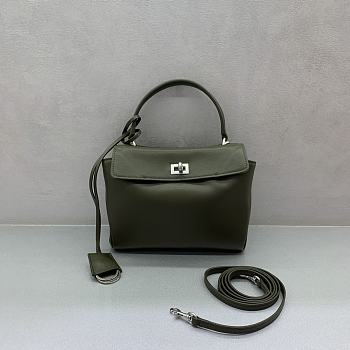 Balenciaga Rodeo Mini Handbag in Smooth Calfskin Khaki Silver Hardware - 23x10x18cm