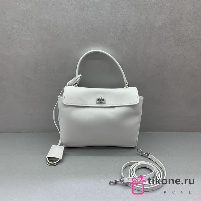 Balenciaga Rodeo Mini Handbag in Smooth Calfskin White Silver Hardware - 23x10x18cm - 1