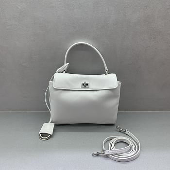 Balenciaga Rodeo Mini Handbag in Smooth Calfskin White Silver Hardware - 23x10x18cm