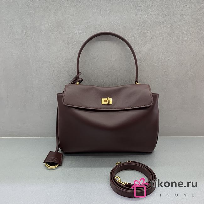 Balenciaga Rodeo Small Handbag in Smooth Calfskin Burgundy Gold Hardware - 29x20x10cm - 1