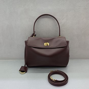 Balenciaga Rodeo Small Handbag in Smooth Calfskin Burgundy Gold Hardware - 29x20x10cm