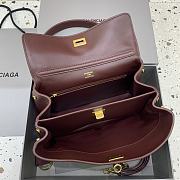 Balenciaga Rodeo Small Handbag in Smooth Calfskin Burgundy Gold Hardware - 29x20x10cm - 4