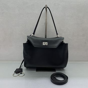 Balenciaga Rodeo Small Handbag in Smooth Calfskin Black Silver Hardware - 29x20x10cm