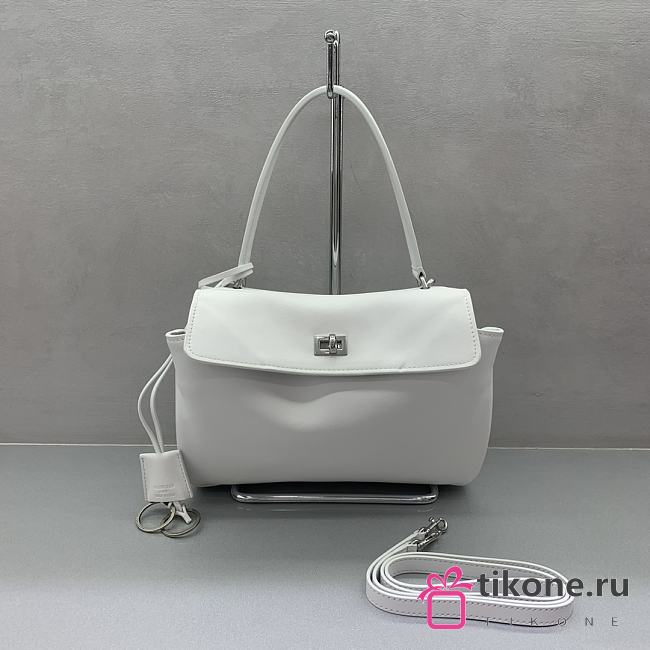 Balenciaga Rodeo Small Handbag in Smooth Calfskin White Silver Hardware - 29x20x10cm - 1