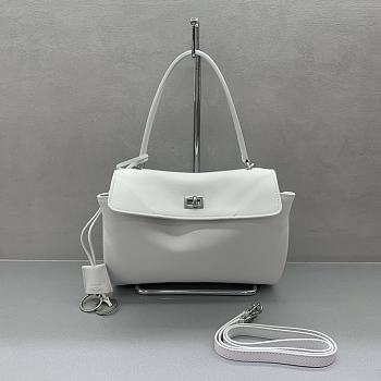 Balenciaga Rodeo Small Handbag in Smooth Calfskin White Silver Hardware - 29x20x10cm