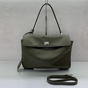 Balenciaga Rodeo Medium Handbag in Smooth Calfskin Khaki Silver Hardware - 35x23x11cm - 1