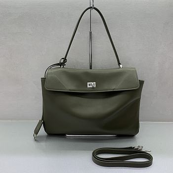 Balenciaga Rodeo Medium Handbag in Smooth Calfskin Khaki Silver Hardware - 35x23x11cm