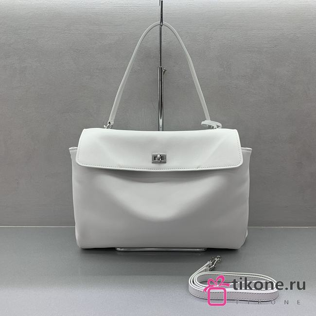 Balenciaga Rodeo Medium Handbag in Smooth Calfskin White Silver Hardware - 35x23x11cm - 1