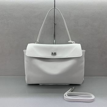 Balenciaga Rodeo Medium Handbag in Smooth Calfskin White Silver Hardware - 35x23x11cm