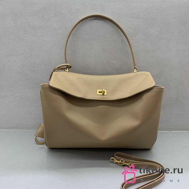 Balenciaga Rodeo Medium Handbag in Smooth Calfskin Beige Gold Hardware - 35x23x11cm - 1