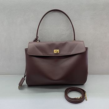 Balenciaga Rodeo Medium Handbag in Smooth Calfskin Burgundy Gold Hardware - 35x23x11cm