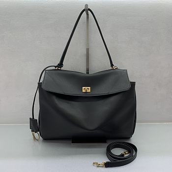 Balenciaga Rodeo Medium Handbag in Smooth Calfskin Black Gold Hardware - 35x23x11cm