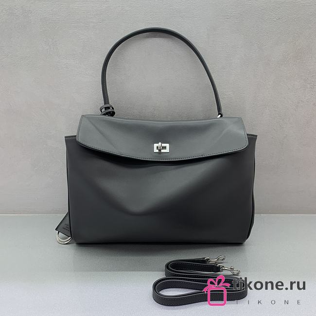 Balenciaga Rodeo Medium Handbag in Smooth Calfskin Gray Silver Hardware - 35x23x11cm - 1