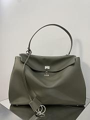 Balenciaga Rodeo Large Handbag in Smooth Calfskin Khaki Silver Hardware - 40x30x13cm - 3