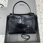 Balenciaga Rodeo Large Handbag in Crocodile Embossed Black Gold Hardware - 40x30x13cm - 3