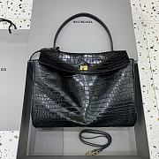 Balenciaga Rodeo Large Handbag in Crocodile Embossed Black Gold Hardware - 40x30x13cm - 5