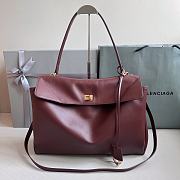 Balenciaga Rodeo Large Handbag in Smooth Calfskin Burgundy Gold Hardware - 40x30x13cm - 1