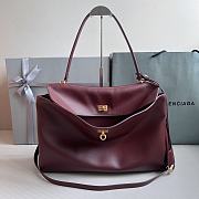 Balenciaga Rodeo Large Handbag in Smooth Calfskin Burgundy Gold Hardware - 40x30x13cm - 5