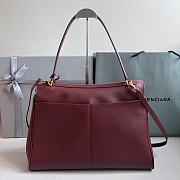 Balenciaga Rodeo Large Handbag in Smooth Calfskin Burgundy Gold Hardware - 40x30x13cm - 4