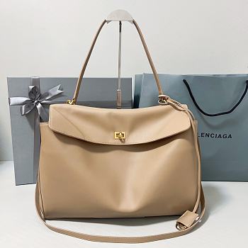 Balenciaga Rodeo Large Handbag in Smooth Calfskin Beige Gold Hardware - 40x30x13cm