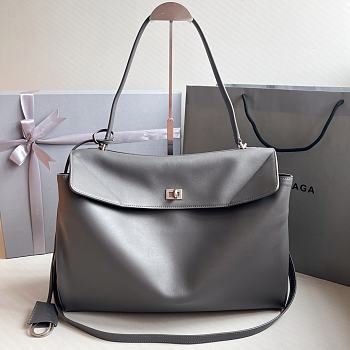 Balenciaga Rodeo Large Handbag in Smooth Calfskin Gray Silver Hardware - 40x30x13cm