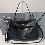 Balenciaga Rodeo Large Handbag in Crocodile Embossed Black Gold Hardware - 40x30x13cm - 1