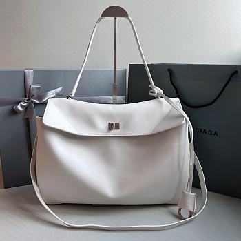 Balenciaga Rodeo Large Handbag in Smooth Calfskin White Silver Hardware - 40x30x13cm