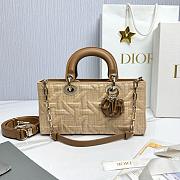 Medium Dior Lady D-Joy Bag Beige Graphic Cannage Raffia - 26x13.5x5cm - 1