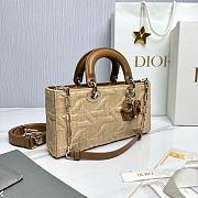 Medium Dior Lady D-Joy Bag Beige Graphic Cannage Raffia - 26x13.5x5cm - 4